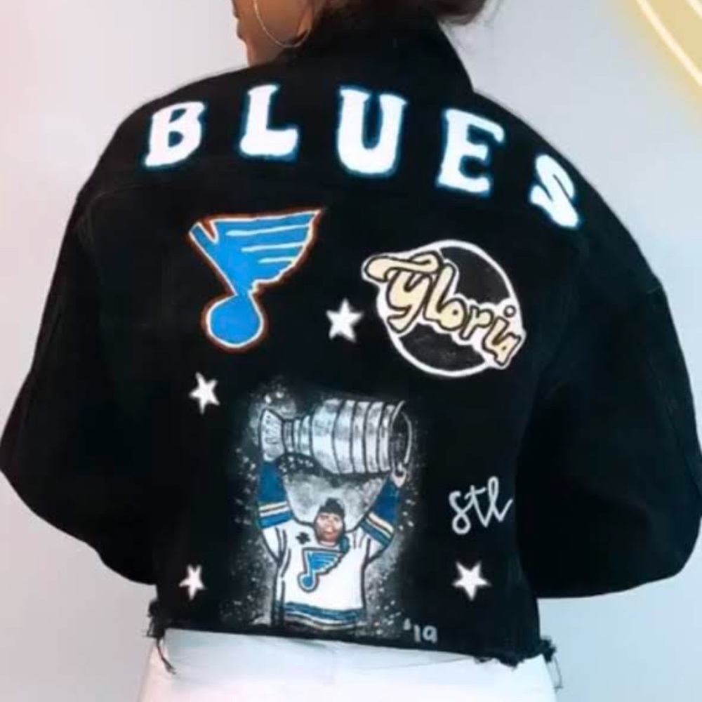 STL BLUES CUSTOM PAINTED JEAN JACKET
